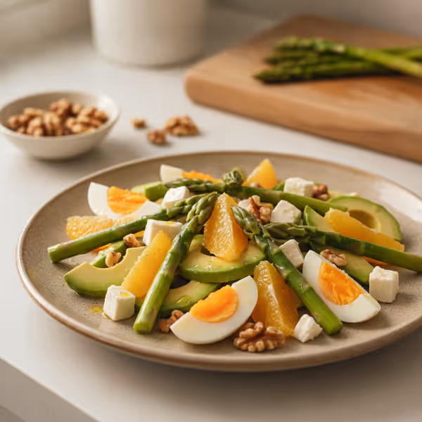 Asparagus Salad with Egg, Avocado, Orange & Feta