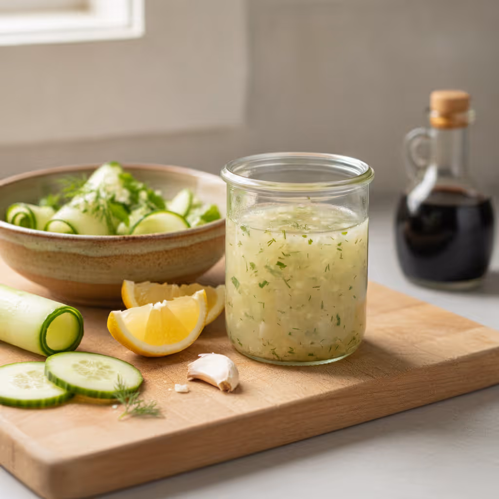 Oil-Free Lemon Salad Dressing, ready to serve
