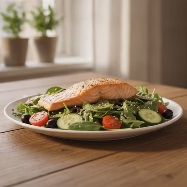 Pan-Fried Salmon on a Bed of Salad