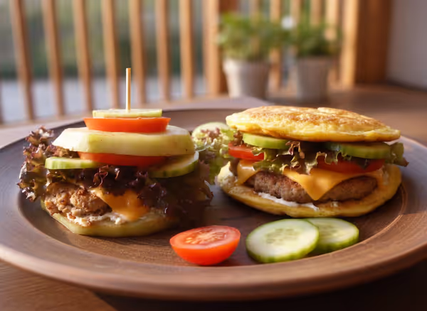 Burger bez pečiva: kedlubnový burger a omeletový burger