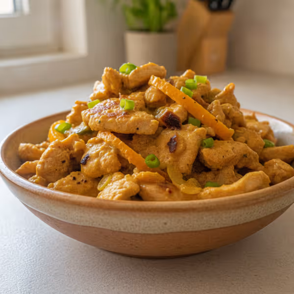 Krůtí nudličky v pomerančovo-curry omáčce