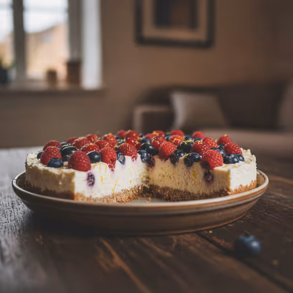 Low carb tvarohový dort s bobulovým ovocem