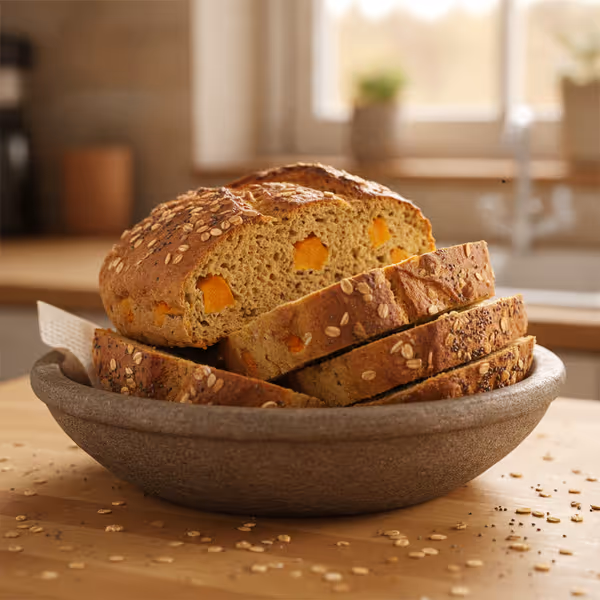 Sütőtökös kenyér, tálalva