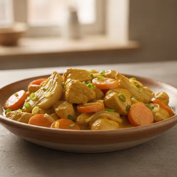 Caril de frango com funcho e cenoura