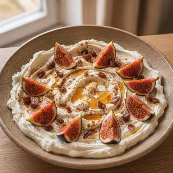 Creme de queijo fresco com figos frescos