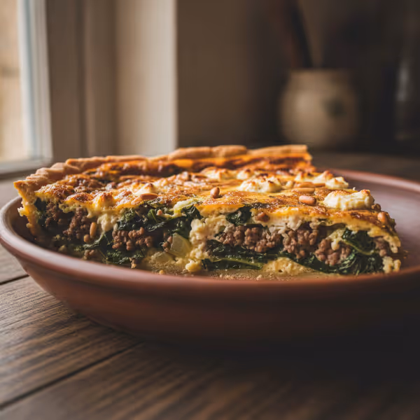 Quiche Low Carb de Acelgas, Carne Picada e Queijo de Ovelha