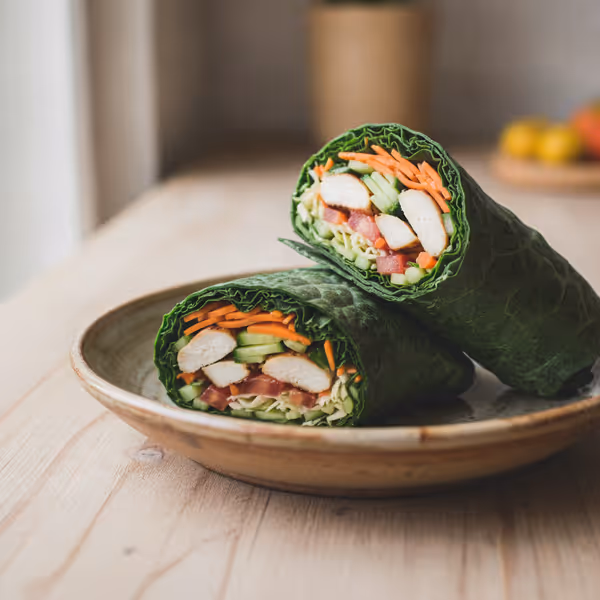 Wrap de folha de alface ou de couve-galega